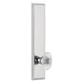 Grandeur Carre Solid Brass Tall Plate Rose Left Handed Privacy Door Knob Set with Burgundy Crystal Knob and 2-3/8" Backset Bright Chrome
