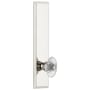 Grandeur Carre Solid Brass Tall Plate Rose Left Handed Privacy Door Knob Set with Burgundy Crystal Knob and 2-3/8" Backset Polished Nickel