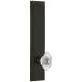 Grandeur Carre Solid Brass Tall Plate Rose Left Handed Privacy Door Knob Set with Burgundy Crystal Knob and 2-3/8" Backset Timeless Bronze