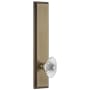 Grandeur Carre Solid Brass Tall Plate Rose Left Handed Privacy Door Knob Set with Burgundy Crystal Knob and 2-3/8" Backset Vintage Brass