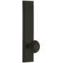 Grandeur Carre Solid Brass Tall Plate Rose Left Handed Privacy Door Knob Set with Circulaire Knob and 2-3/8" Backset Timeless Bronze