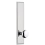 Grandeur Carre Solid Brass Tall Plate Rose Left Handed Privacy Door Knob Set with Fifth Avenue Knob and 2-3/8" Backset Bright Chrome