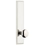 Grandeur Carre Solid Brass Tall Plate Rose Left Handed Privacy Door Knob Set with Fifth Avenue Knob and 2-3/8" Backset Polished Nickel