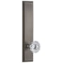 Grandeur Carre Solid Brass Tall Plate Rose Left Handed Privacy Door Knob Set with Fontainebleau Knob and 2-3/8" Backset Antique Pewter