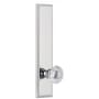 Grandeur Carre Solid Brass Tall Plate Rose Left Handed Privacy Door Knob Set with Fontainebleau Knob and 2-3/8" Backset Bright Chrome