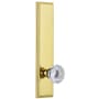 Grandeur Carre Solid Brass Tall Plate Rose Left Handed Privacy Door Knob Set with Fontainebleau Knob and 2-3/8" Backset Polished Brass