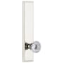 Grandeur Carre Solid Brass Tall Plate Rose Left Handed Privacy Door Knob Set with Fontainebleau Knob and 2-3/8" Backset Polished Nickel