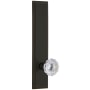 Grandeur Carre Solid Brass Tall Plate Rose Left Handed Privacy Door Knob Set with Fontainebleau Knob and 2-3/8" Backset Timeless Bronze