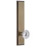 Grandeur Carre Solid Brass Tall Plate Rose Left Handed Privacy Door Knob Set with Fontainebleau Knob and 2-3/8" Backset Vintage Brass