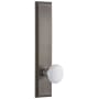 Grandeur Carre Solid Brass Tall Plate Rose Left Handed Privacy Door Knob Set with Hyde Park Knob and 2-3/4" Backset Antique Pewter