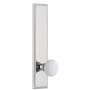 Grandeur Carre Solid Brass Tall Plate Rose Left Handed Privacy Door Knob Set with Hyde Park Knob and 2-3/4" Backset Bright Chrome
