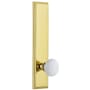 Grandeur Carre Solid Brass Tall Plate Rose Left Handed Privacy Door Knob Set with Hyde Park Knob and 2-3/4" Backset Lifetime Brass