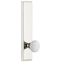 Grandeur Carre Solid Brass Tall Plate Rose Left Handed Privacy Door Knob Set with Hyde Park Knob and 2-3/4" Backset Polished Nickel