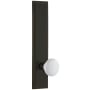 Grandeur Carre Solid Brass Tall Plate Rose Left Handed Privacy Door Knob Set with Hyde Park Knob and 2-3/4" Backset Timeless Bronze