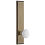 Grandeur Carre Solid Brass Tall Plate Rose Left Handed Privacy Door Knob Set with Hyde Park Knob and 2-3/4" Backset Vintage Brass