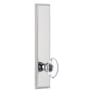 Grandeur Carre Solid Brass Rose Left Handed Tall Plate Privacy Door Knob Set with Provence Crystal Knob and 2-3/4" Backset Bright Chrome
