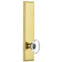 Grandeur Carre Solid Brass Rose Left Handed Tall Plate Privacy Door Knob Set with Provence Crystal Knob and 2-3/4" Backset Polished Brass