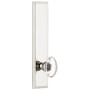 Grandeur Carre Solid Brass Rose Left Handed Tall Plate Privacy Door Knob Set with Provence Crystal Knob and 2-3/4" Backset Polished Nickel