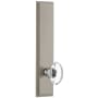 Grandeur Carre Solid Brass Rose Left Handed Tall Plate Privacy Door Knob Set with Provence Crystal Knob and 2-3/4" Backset Satin Nickel