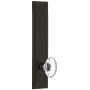 Grandeur Carre Solid Brass Rose Left Handed Tall Plate Privacy Door Knob Set with Provence Crystal Knob and 2-3/4" Backset Timeless Bronze