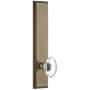 Grandeur Carre Solid Brass Rose Left Handed Tall Plate Privacy Door Knob Set with Provence Crystal Knob and 2-3/4" Backset Vintage Brass
