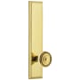 Grandeur Carre Solid Brass Rose Right Handed Tall Plate Privacy Door Knob Set with Soleil Knob and 2-3/4" Backset Lifetime Brass