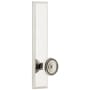 Grandeur Carre Solid Brass Rose Right Handed Tall Plate Privacy Door Knob Set with Soleil Knob and 2-3/4" Backset Polished Nickel