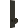 Grandeur Carre Solid Brass Rose Right Handed Tall Plate Privacy Door Knob Set with Soleil Knob and 2-3/4" Backset Timeless Bronze