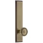Grandeur Carre Solid Brass Rose Right Handed Tall Plate Privacy Door Knob Set with Soleil Knob and 2-3/4" Backset Vintage Brass