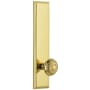 Grandeur Carre Solid Brass Rose Left Handed Tall Plate Privacy Door Knob Set with Windsor Knob and 2-3/4" Backset Polished Brass