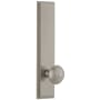 Grandeur Carre Solid Brass Rose Left Handed Tall Plate Privacy Door Knob Set with Windsor Knob and 2-3/4" Backset Satin Nickel