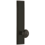 Grandeur Carre Solid Brass Rose Left Handed Tall Plate Privacy Door Knob Set with Windsor Knob and 2-3/4" Backset Timeless Bronze
