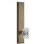 Grandeur Fifth Avenue Solid Brass Rose Left Handed Tall Plate Privacy Door Knob Set with Baguette Clear Crystal Knob and 2-3/8" Backset Vintage Brass