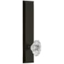 Grandeur Fifth Avenue Solid Brass Rose Left Handed Tall Plate Privacy Door Knob Set with Biarritz Crystal Knob and 2-3/4" Backset Timeless Bronze
