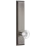 Grandeur Fifth Avenue Solid Brass Rose Left Handed Tall Plate Privacy Door Knob Set with Bordeaux Crystal Knob and 2-3/8" Backset Antique Pewter