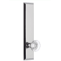 Grandeur Fifth Avenue Solid Brass Rose Left Handed Tall Plate Privacy Door Knob Set with Bordeaux Crystal Knob and 2-3/8" Backset Bright Chrome