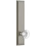 Grandeur Fifth Avenue Solid Brass Rose Left Handed Tall Plate Privacy Door Knob Set with Bordeaux Crystal Knob and 2-3/8" Backset Satin Nickel