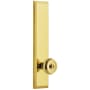 Grandeur Fifth Avenue Solid Brass Rose Left Handed Tall Plate Privacy Door Knob Set with Bouton Knob and 2-3/4" Backset Polished Brass