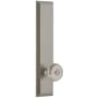 Grandeur Fifth Avenue Solid Brass Rose Left Handed Tall Plate Privacy Door Knob Set with Bouton Knob and 2-3/4" Backset Satin Nickel