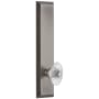 Grandeur Fifth Avenue Solid Brass Rose Left Handed Tall Plate Privacy Door Knob Set with Burgundy Crystal Knob and 2-3/4" Backset Antique Pewter
