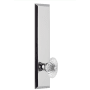 Grandeur Fifth Avenue Solid Brass Rose Left Handed Tall Plate Privacy Door Knob Set with Burgundy Crystal Knob and 2-3/4" Backset Bright Chrome