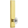 Grandeur Fifth Avenue Solid Brass Rose Left Handed Tall Plate Privacy Door Knob Set with Burgundy Crystal Knob and 2-3/4" Backset Polished Brass