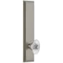 Grandeur Fifth Avenue Solid Brass Rose Left Handed Tall Plate Privacy Door Knob Set with Burgundy Crystal Knob and 2-3/4" Backset Satin Nickel