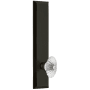 Grandeur Fifth Avenue Solid Brass Rose Left Handed Tall Plate Privacy Door Knob Set with Burgundy Crystal Knob and 2-3/4" Backset Timeless Bronze