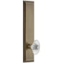 Grandeur Fifth Avenue Solid Brass Rose Left Handed Tall Plate Privacy Door Knob Set with Burgundy Crystal Knob and 2-3/4" Backset Vintage Brass