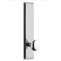 Grandeur Fifth Avenue Solid Brass Tall Plate Left Handed Privacy Door Knob Set with Fifth Avenue Knob and 2-3/4" Backset Bright Chrome