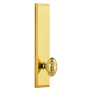 Grandeur Fifth Avenue Solid Brass Tall Plate Left Handed Privacy Door Knob Set with Grande Victorian Knob and 2-3/8" Backset Polished Brass