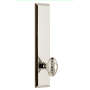 Grandeur Fifth Avenue Solid Brass Tall Plate Left Handed Privacy Door Knob Set with Grande Victorian Knob and 2-3/8" Backset Polished Nickel