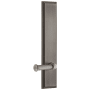 Grandeur Carre Solid Brass Tall Plate Rose Left Handed Privacy Door Lever Set with Georgetown Lever and 2-3/8" Backset Antique Pewter