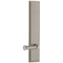 Grandeur Carre Solid Brass Tall Plate Rose Left Handed Privacy Door Lever Set with Georgetown Lever and 2-3/8" Backset Satin Nickel